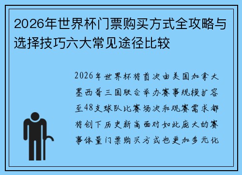 2026年世界杯门票购买方式全攻略与选择技巧六大常见途径比较